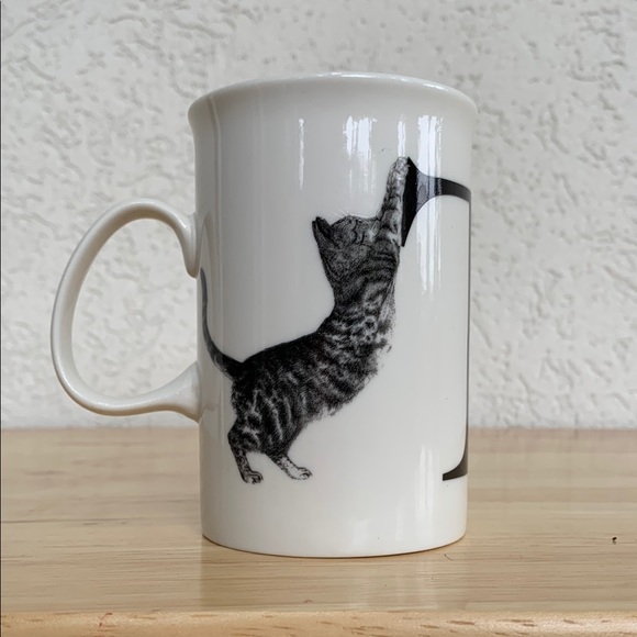 White Tea mug with a tabby cat on it  bone china  Bay Tree studios unlimited - Picture 1 of 8